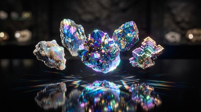 rainbow crystals bismuth crystal raw gemstones healing crystals mineral specimens rainbow minerals crystal cluster iridescent rocks metaphysical stones chakra crystals