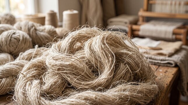 natural jute fiber raw hemp material linen yarn spun flax organic twine natural cordage weaving yarn spinning fiber textile material craft supply artisan supplies