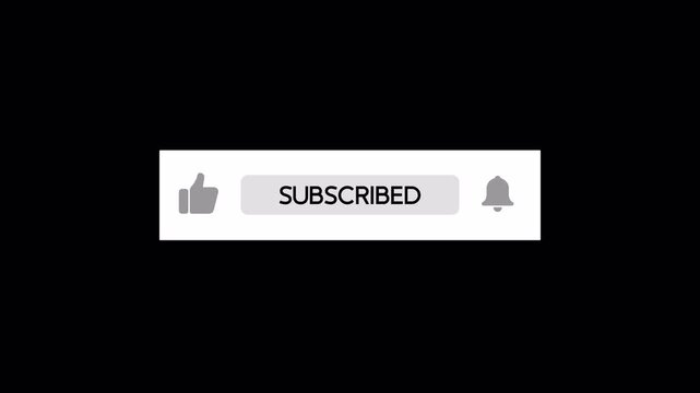 Animated Social Media Subscribe Button with Like and Notification Bell on Transparent Background