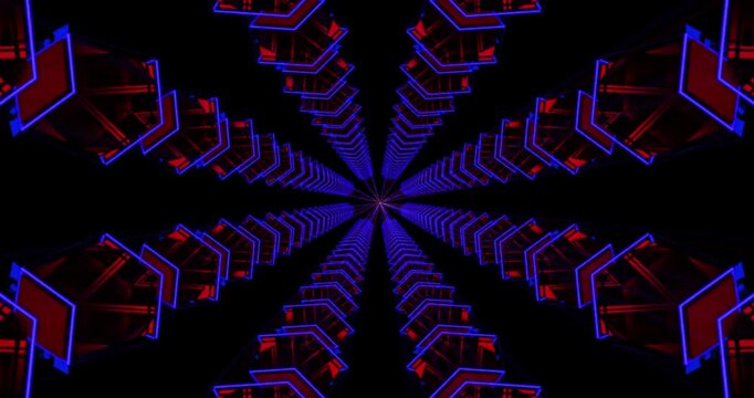 abstract blue background with lines. Red Abstract Tunnel 4. Motion graphics Animation background Visual loops. 4K