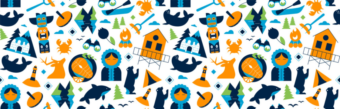 Alaska Geometric Seamless Pattern with Geometric Elements, Vector Illustration