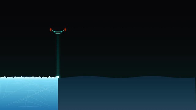Futuristic Digital Laser Scanning Animation of Blue Ice Surface