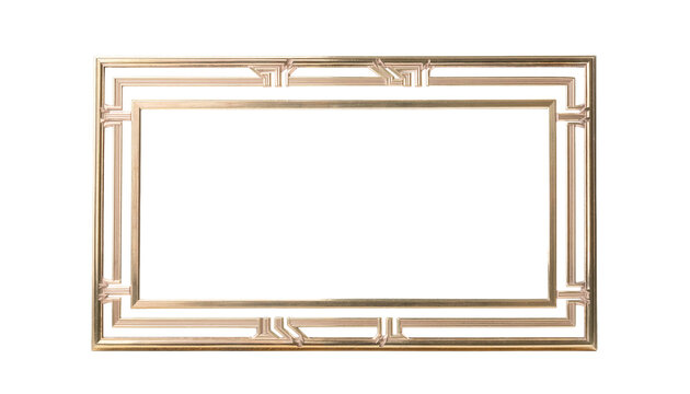 a beautiful golden art d&eacute;co frame isolated on a transparent background