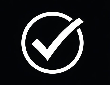 Minimalist white checkmark symbol on black background.