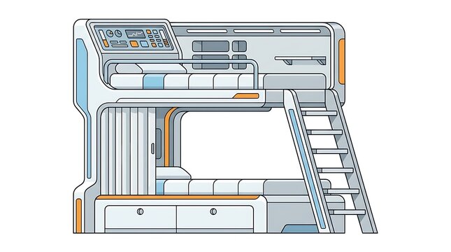 Futuristic spaceship style bunk bed