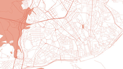 Lisbon City Map Vector Illustration, Minimalist Terracotta Street Plan © Francesco
