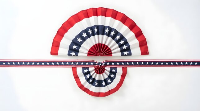 Patriotic bunting and ribbon isolated on white background