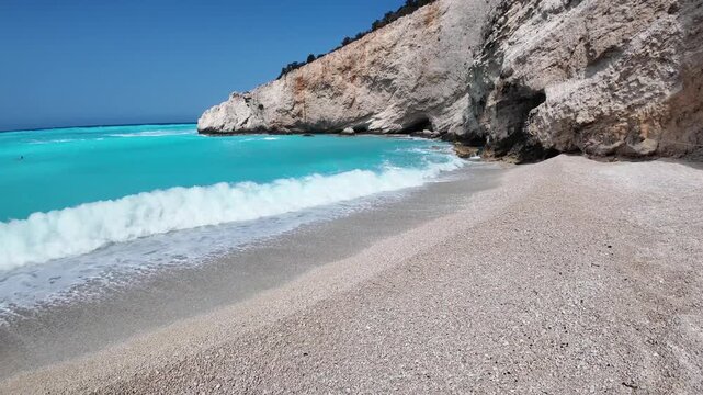 Amazing Panorama of Lefkada Coastline near Porto Katsiki beach, Ionian Islands, Greece