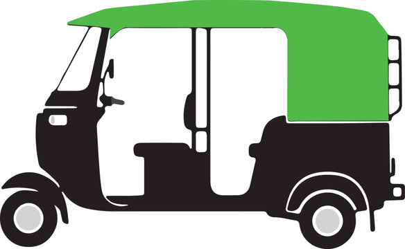 Auto rickshaw vector with green and black