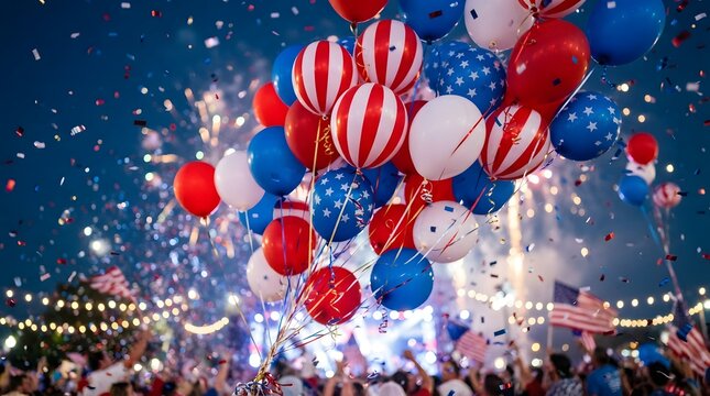 Patriotic balloons with american flag theme at a celebration