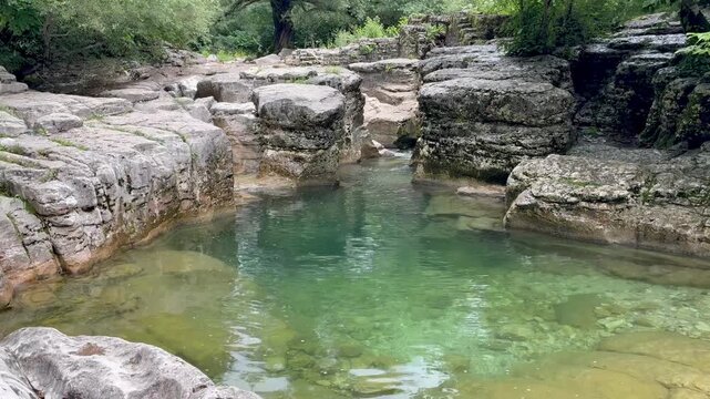 Beautiful scenery of Okatse Canyon in Georgia