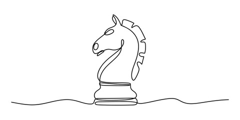 Continuous single line drawing of a chess knight piece © SHANTO