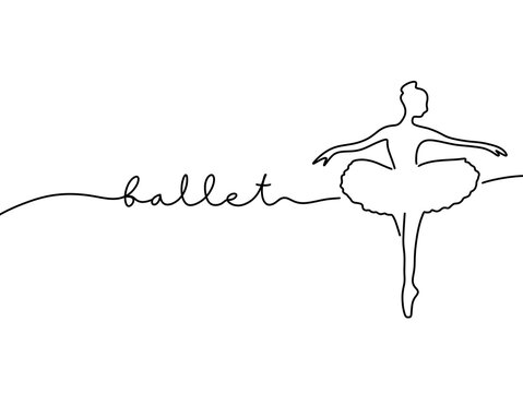 Minimalist line art of ballet dancer in elegant pose
