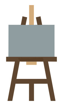 Minimalist wooden easel icon with clean geometric shapes and solid colors