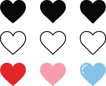 Heart Icons Set in Linear and Solid Styles