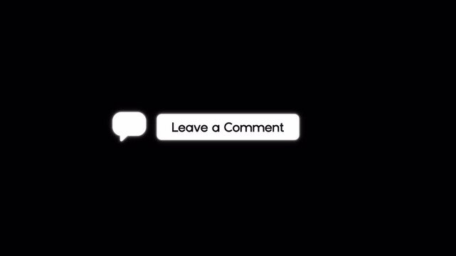 Animated Leave a Comment Button with Glitch Effect on Transparent Background