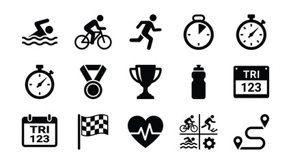 Triathlon sports icons set with race elements © Mst. Taslima Akhter