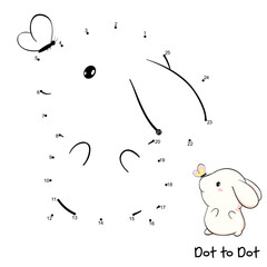 Fototapeta na wymiar Connect The Dots and Draw Cute bunny. Dot to dot puzzle - baby rabbit. Educational Game for Kids. Drawing for Preschool children. Vector Illustration EPS8