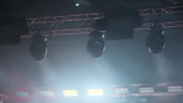 Ceiling Spotlights Illuminating The Concert Stage And Lighting Spotlights Create A Scenic Atmosphere