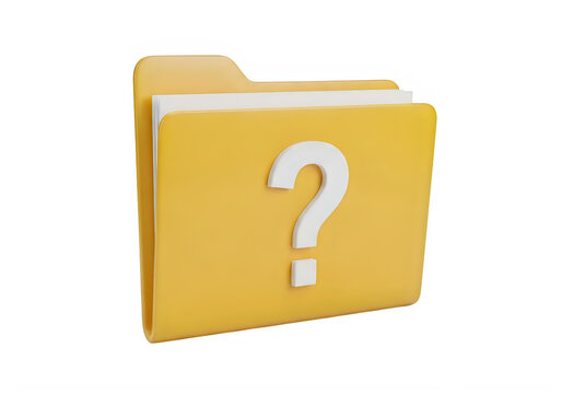 Yellow folder icon with a white question mark sign for computer file management