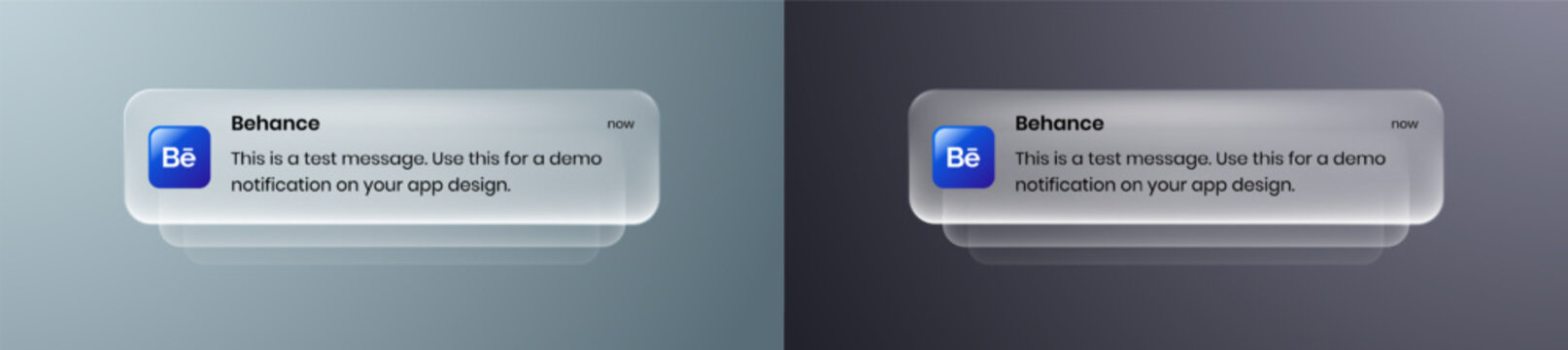 Behance liquid glass mobile Notification UI element with frosted glass effect