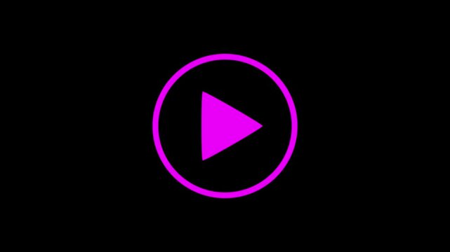 plays button icon animation. Simple white play button icon animation on black background