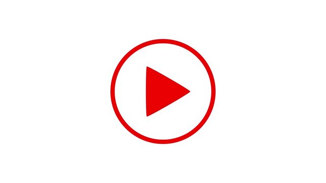 plays button icon animation. Simple white play button icon animation on withe  background