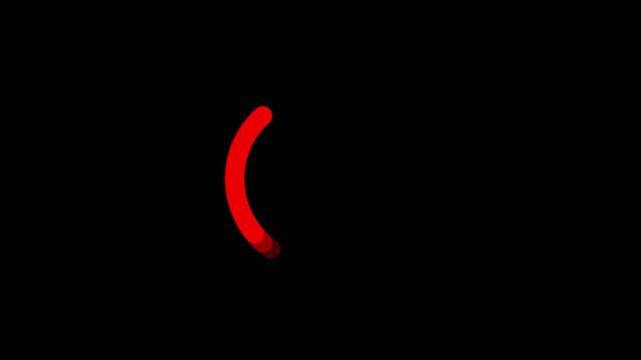 Loading circle animation, Animation spinning load icon with alpha layer transparent background, waiting for download.red color loading bar.