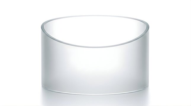 Empty cylindrical glass container isolated on a white background