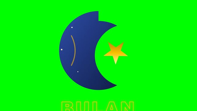 Crescent moon and star emblem symbolizes night time and celestial beauty on a bold green backdrop.