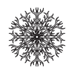 Fototapeta premium Antler Mandala Nature Symmetry Line Art T-shirt Design