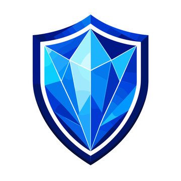 Abstract Crystal Shield Logo &ndash; Modern Blue Cyber Security Vector Icon