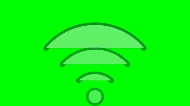 Wifi signal strength icon glows with soft green transparency to indicate wireless network connectivity on a solid background.