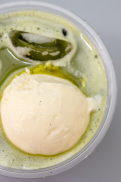 Iced Matcha milk with ice cream 