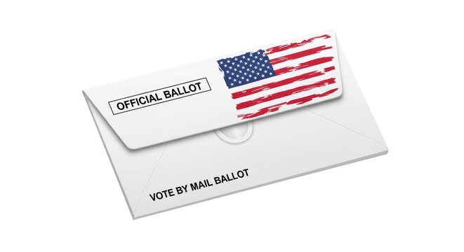Official ballot mail envelope with flag.