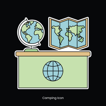 Geography and Travel Desk Illustration Sticker
