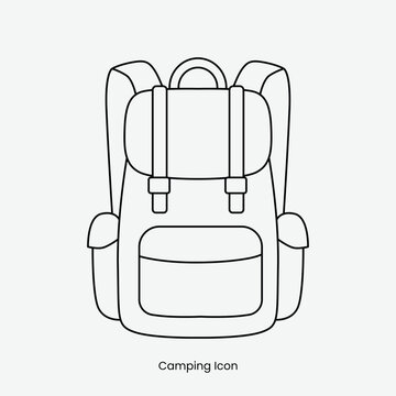 Line Art Backpack Isolated Outline