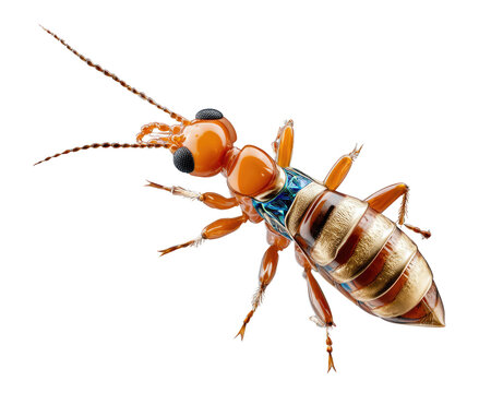 Alien Insectoid Creature: A vibrant, orange alien insectoid with intricate segmented body and long antennae stands in a dynamic pose.