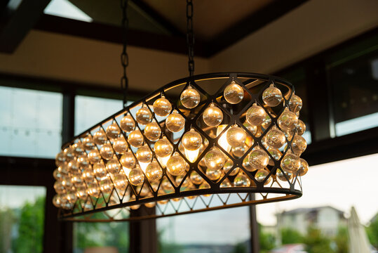 Modern chandelier with glass orbs