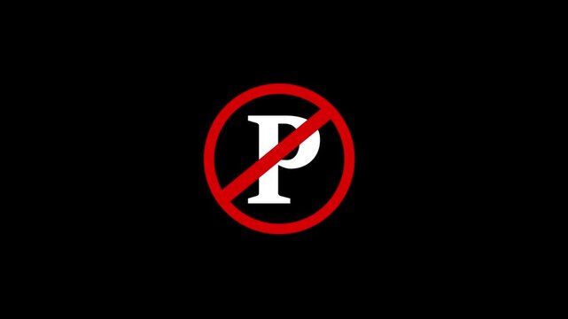 No parking icon animation symbol text Animated icon no parking black background.