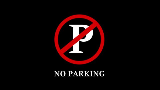 No parking icon animation symbol text Animated icon no parking black background.