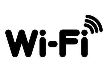 Wi-Fiの文字と電波マークのアイコン © eto itosawa