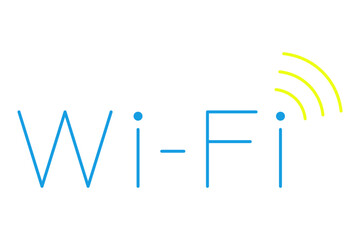 Wi-Fiの文字と電波マークのアイコン © eto itosawa