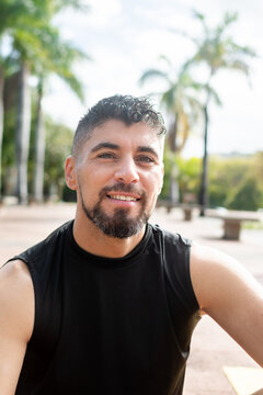 Smiling athletic man after workout