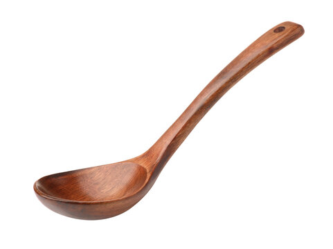 Dark brown empty wooden spoon
