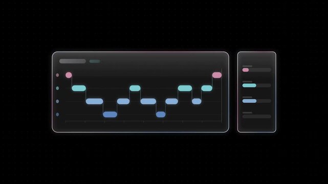 Sleek Glass UI Animation Representing Sleep Stages with Vibrant Colors and Smooth Transitions, Featuring Awake, REM, Light, and Deep Sleep Indicators