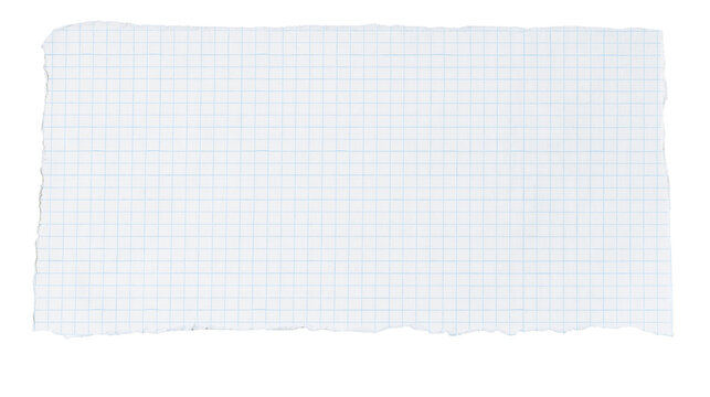 Torn graph paper with blue grid lines, isolated on transparent background