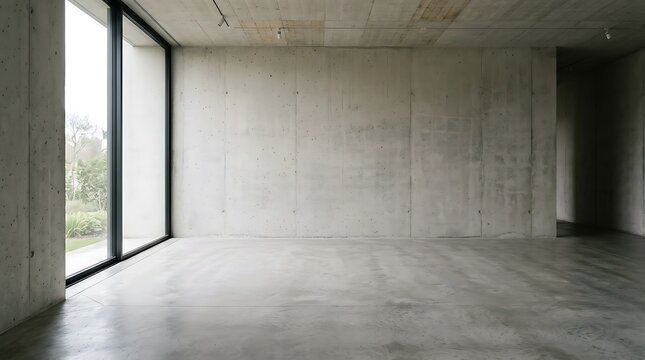 Modern Empty Room with Large Windows.