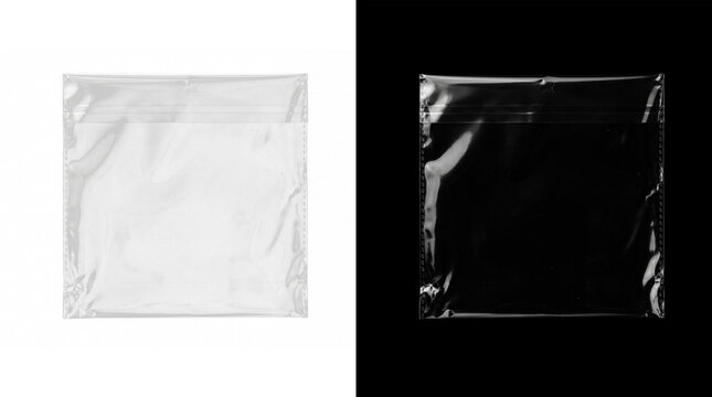 Transparent Plastic Sleeve Overlay &ndash; Realistic Cellophane Packaging Mockup with Folded Corners