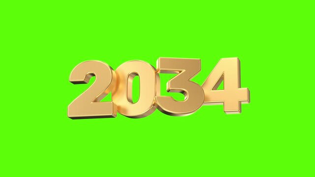 2034 Gold 3D With Background